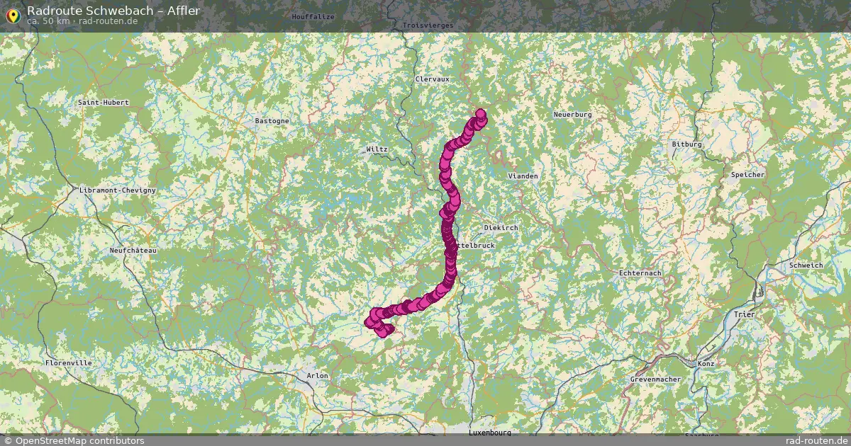 Fahrradroute von Schwebach nach Affler