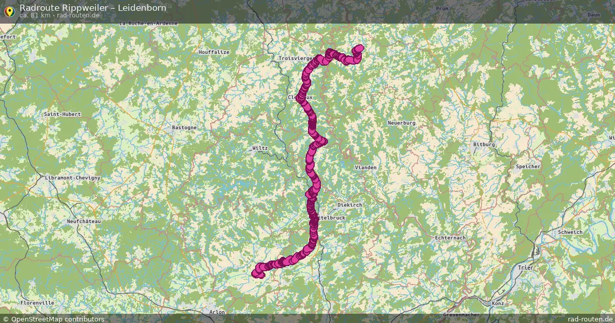 Fahrradroute von Rippweiler nach Leidenborn
