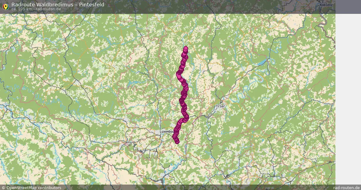 Fahrradroute von Waldbredimus nach Pintesfeld