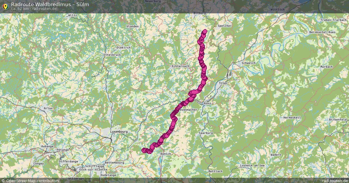 Fahrradroute von Waldbredimus nach Sülm