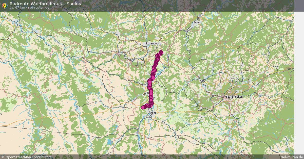 Fahrradroute von Waldbredimus nach Saulny