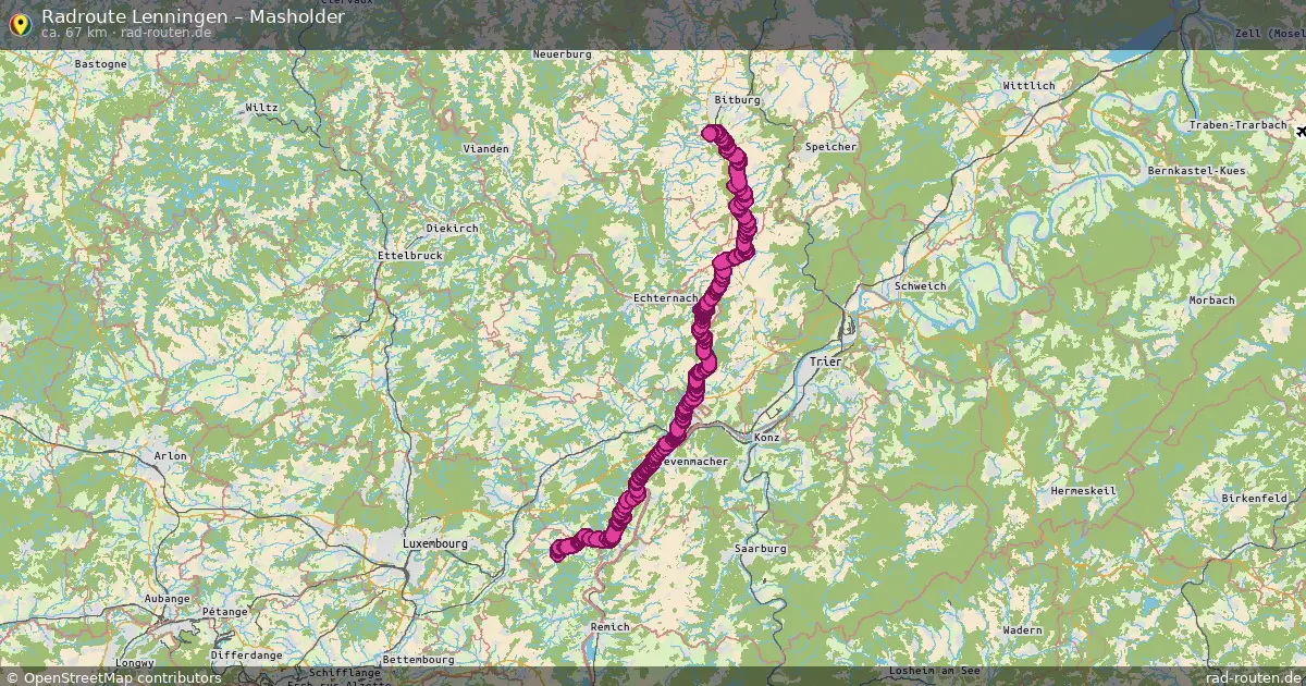 Fahrradroute von Lenningen nach Masholder