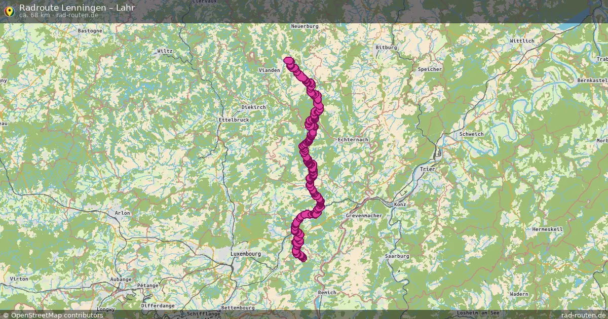 Fahrradroute von Lenningen nach Lahr