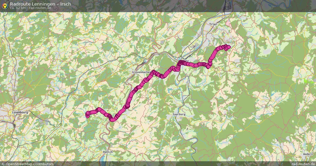Fahrradroute von Lenningen nach Irsch