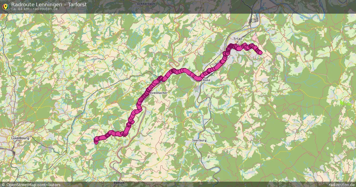 Fahrradroute von Lenningen nach Tarforst
