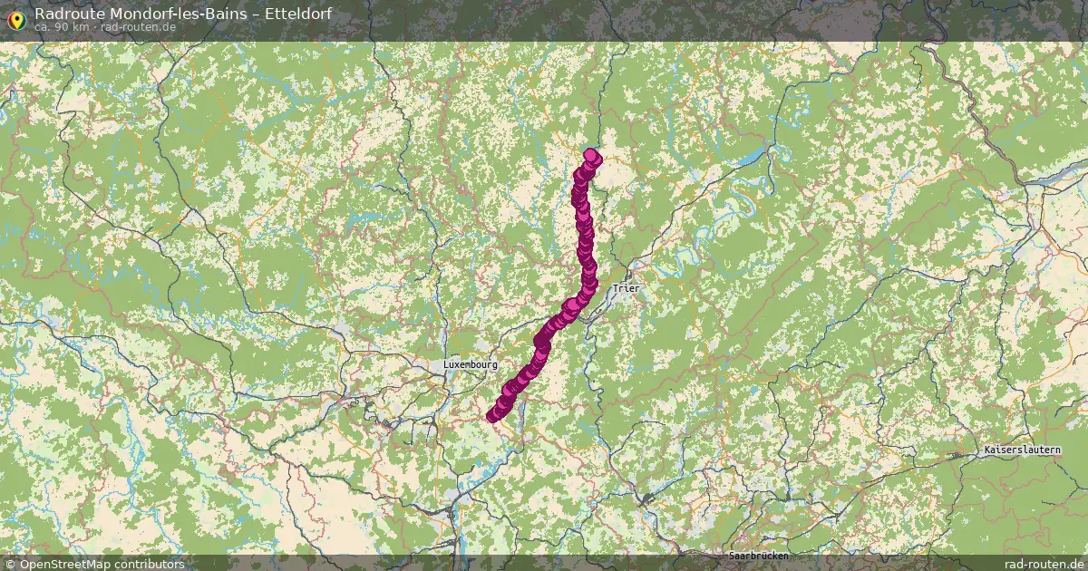 Fahrradroute von Mondorf-les-Bains nach Etteldorf