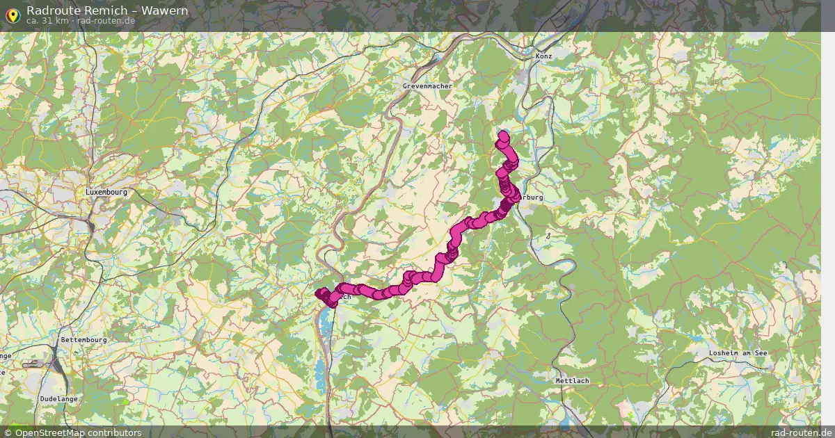 Fahrradroute von Remich nach Wawern