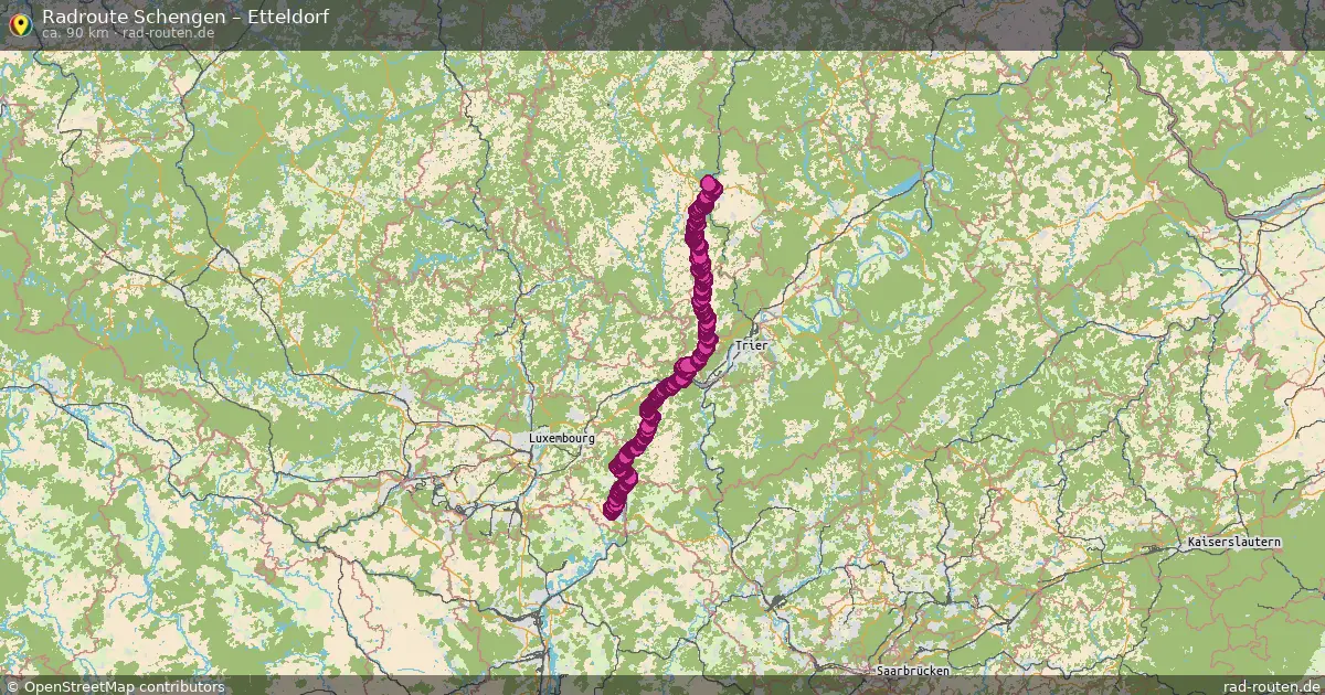 Fahrradroute von Schengen nach Etteldorf