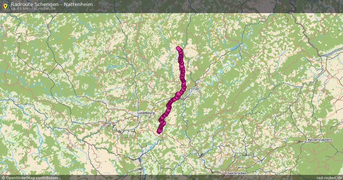 Fahrradroute von Schengen nach Nattenheim