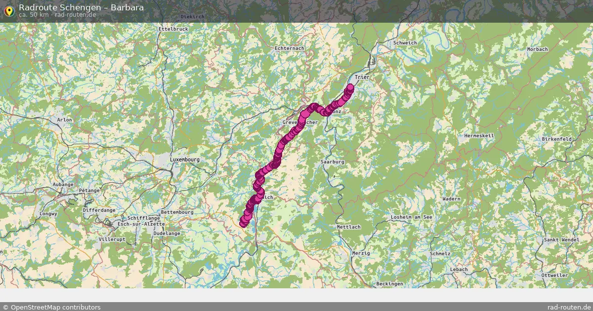 Fahrradroute von Schengen nach Barbara