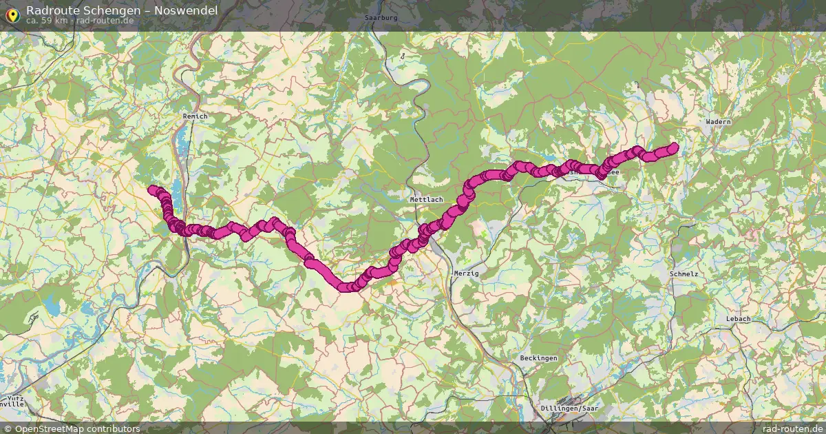 Fahrradroute von Schengen nach Noswendel