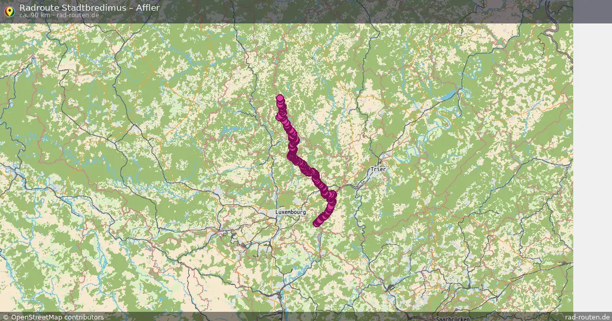 Fahrradroute von Stadtbredimus nach Affler