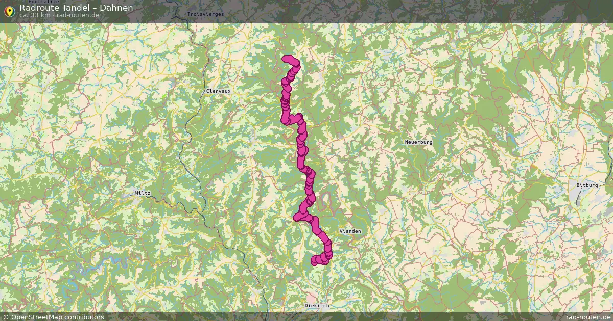 Fahrradroute von Tandel nach Dahnen
