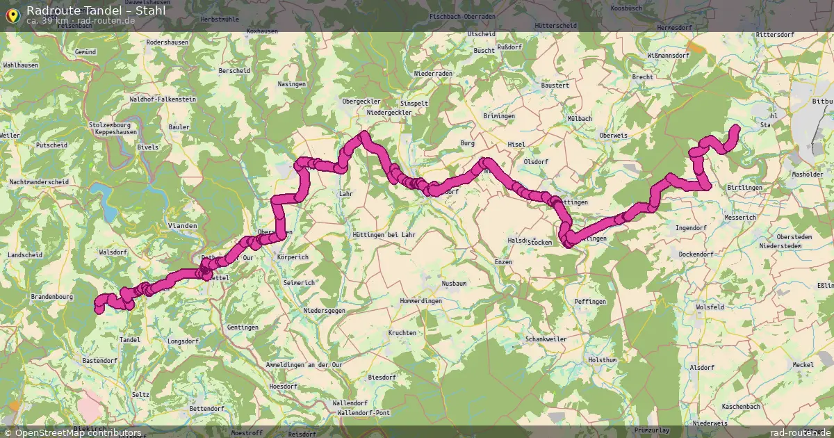 Fahrradroute von Tandel nach Stahl