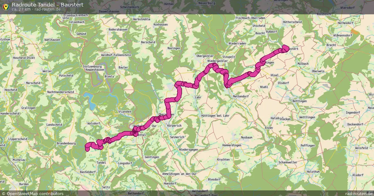 Fahrradroute von Tandel nach Baustert