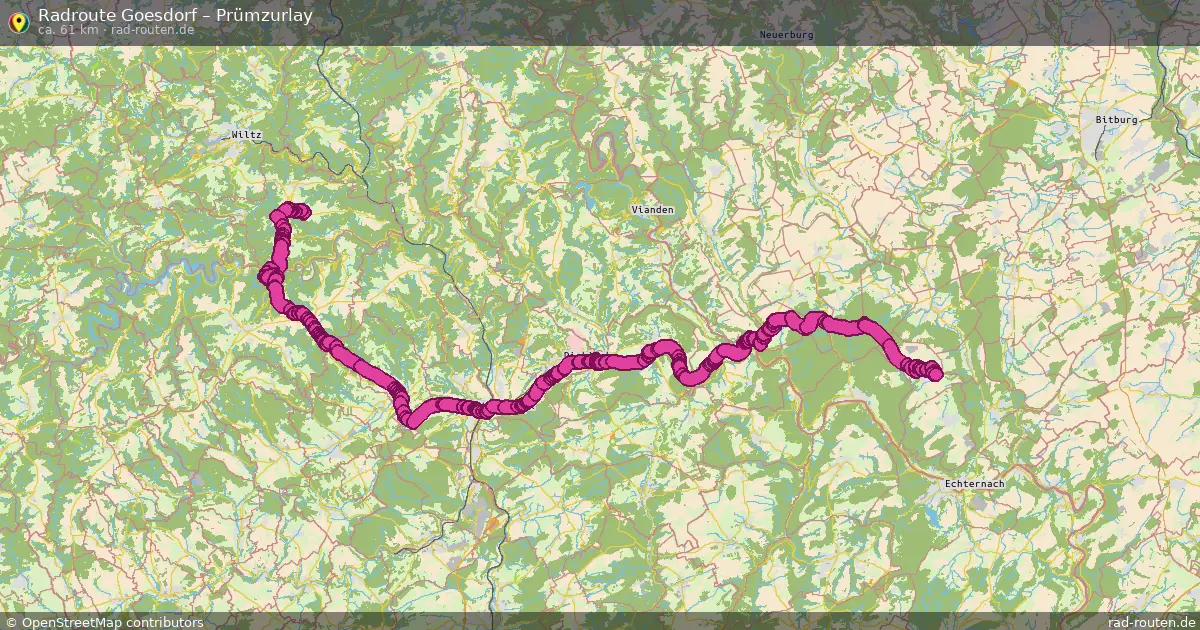 Fahrradroute von Goesdorf nach Prümzurlay
