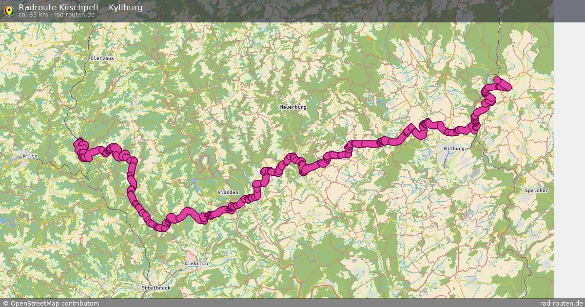 Fahrradroute von Kiischpelt nach Kyllburg