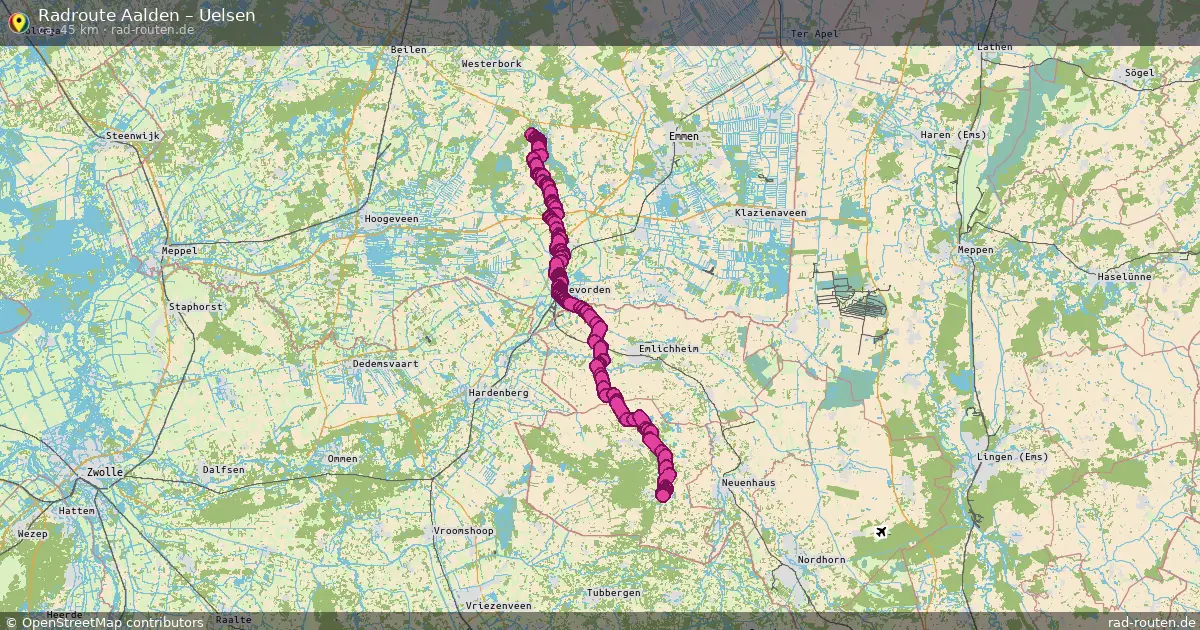 Fahrradroute Aalden – Uelsen (45 km) – Rad-Routen.de