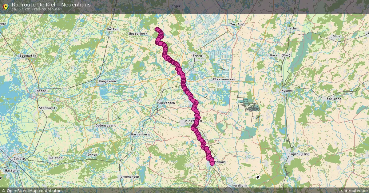 Fahrradroute De Kiel – Neuenhaus (57 km) – Rad-Routen.de