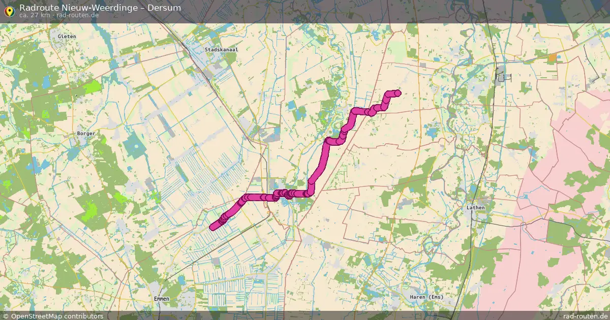 Fahrradroute von Nieuw-Weerdinge nach Dersum