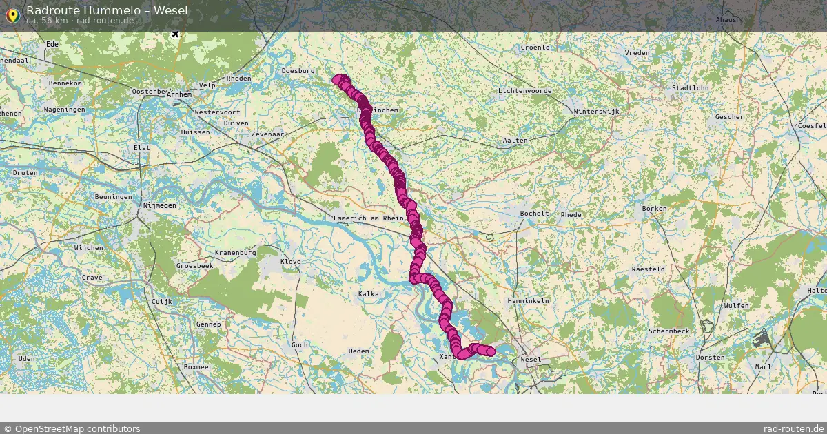 Fahrradroute Hummelo – Wesel (56 km) – Rad-Routen.de