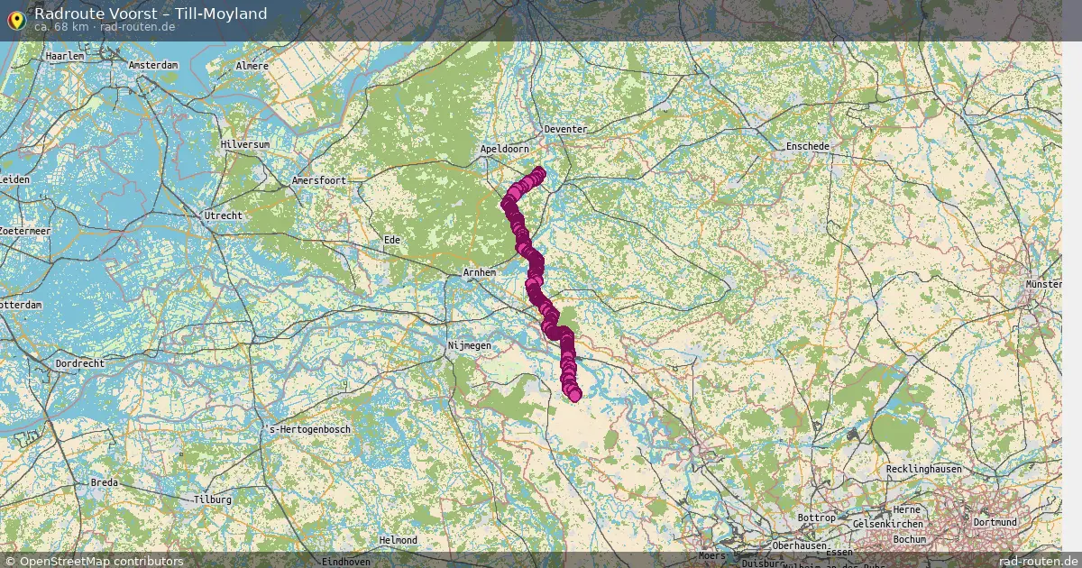 Fahrradroute Voorst – Till-Moyland (68 km) – Rad-Routen.de