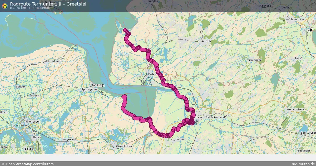 Fahrradroute Termunterzijl – Greetsiel (96 km) – Rad-Routen.de