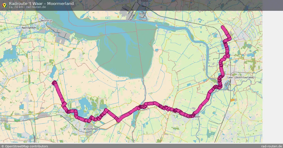 Fahrradroute 'T Waar – Moormerland (74 km) – Rad-Routen.de