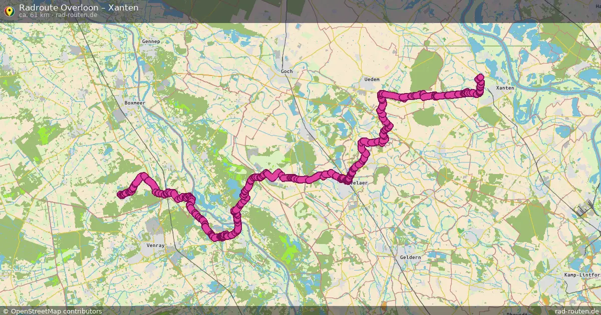 Fahrradroute Overloon – Xanten (60 km) – Rad-Routen.de