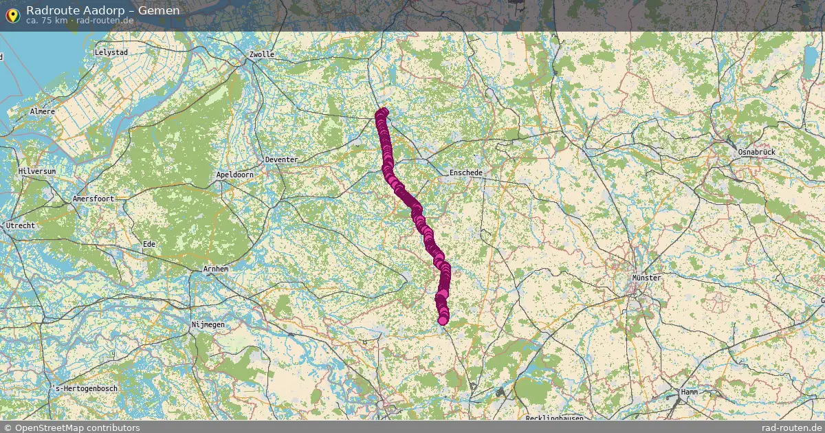 Fahrradroute Aadorp – Gemen (75 km) – Rad-Routen.de