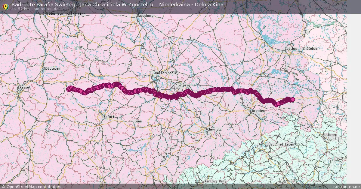 Fahrradroute Parafia Świętego Jana Chrzciciela W Zgorzelcu – Niederkaina - Delnja Kina