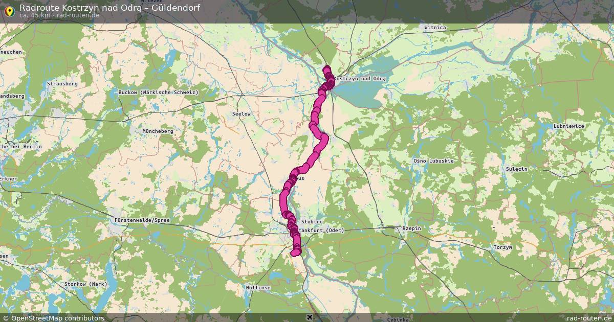 Fahrradroute Kostrzyn Nad Odrą – Güldendorf