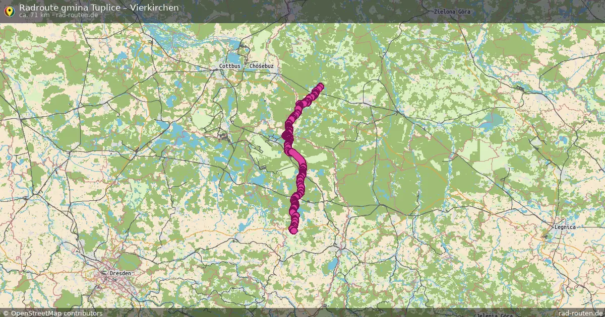 Fahrradroute von gmina Tuplice nach Vierkirchen