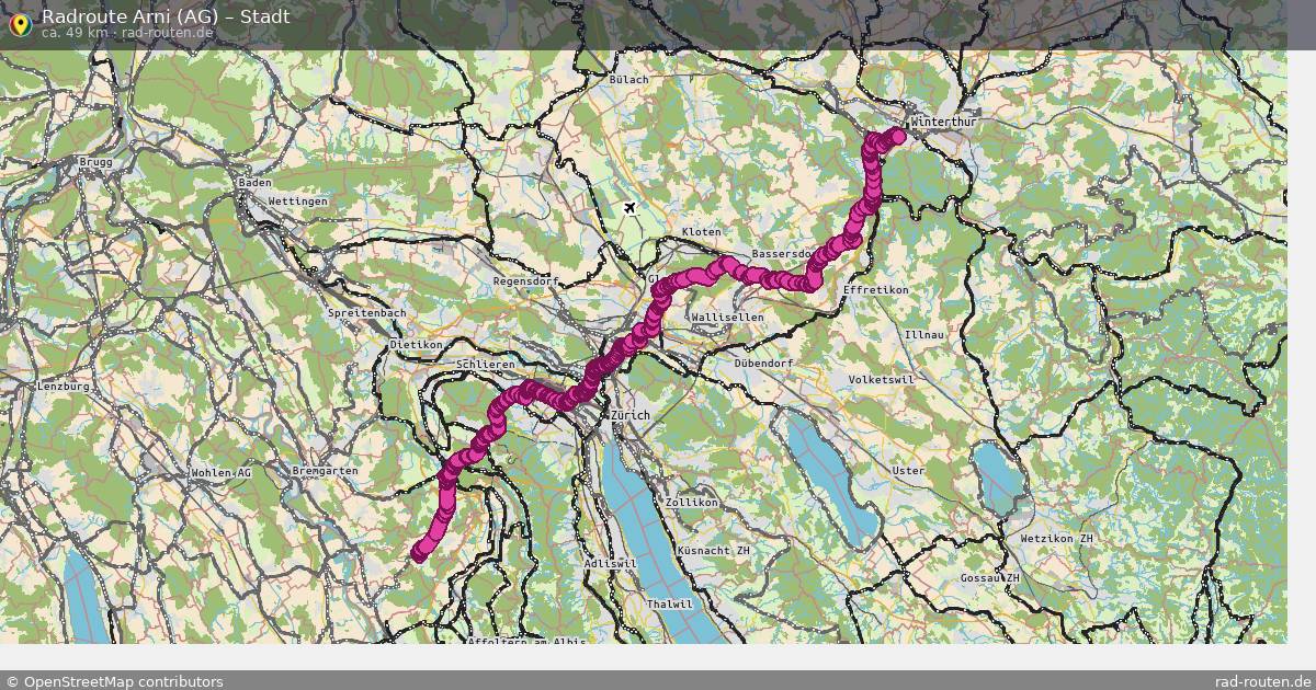 Fahrradroute Arni (Ag) – Stadt