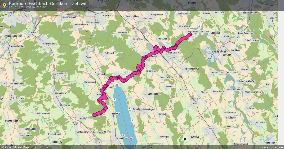 Fahrradroute Fischbach-Göslikon – Zetzwil (21 km) – Rad-Routen.de