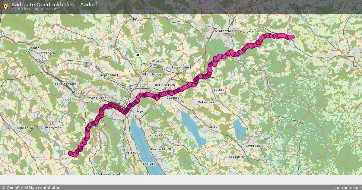 Fahrradroute Oberlunkhofen – Aadorf (63 km) – Rad-Routen.de
