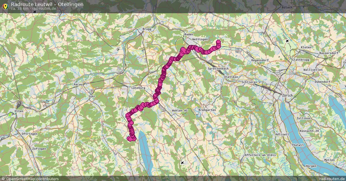 Fahrradroute Leutwil – Otelfingen (39 km) – Rad-Routen.de