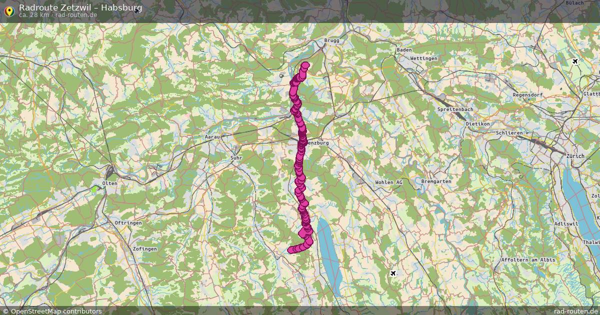 Fahrradroute Zetzwil – Habsburg