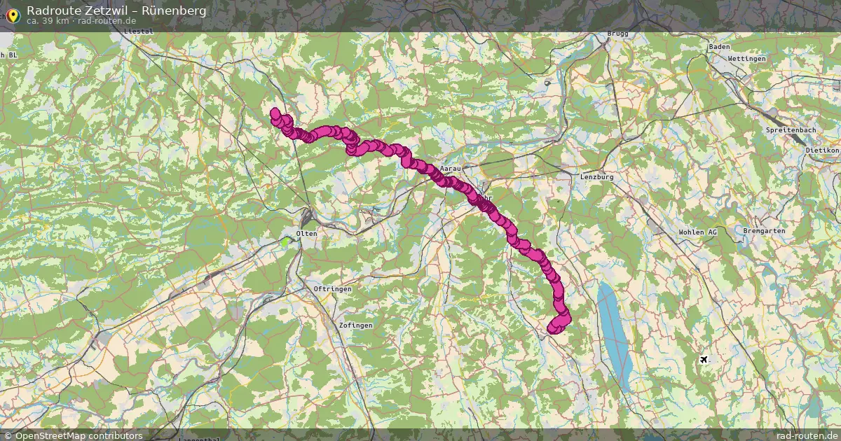 Fahrradroute Zetzwil – Rünenberg (39 km) – Rad-Routen.de