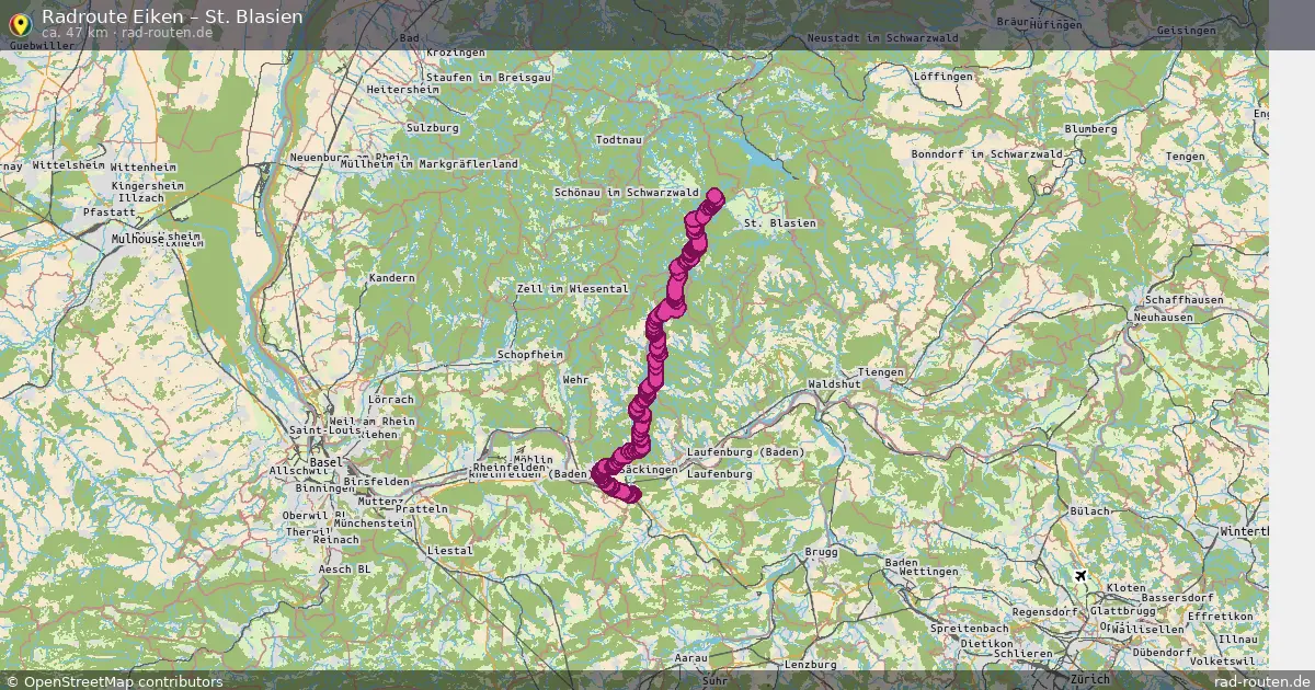 Fahrradroute Eiken – St. Blasien (47 km) – Rad-Routen.de