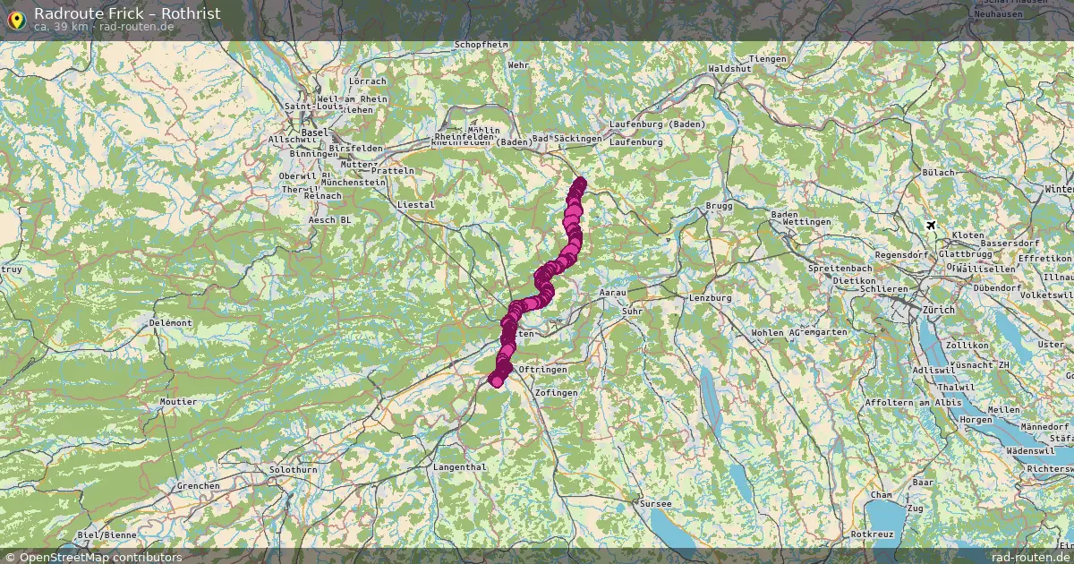 Fahrradroute Frick – Rothrist (39 km) – Rad-Routen.de