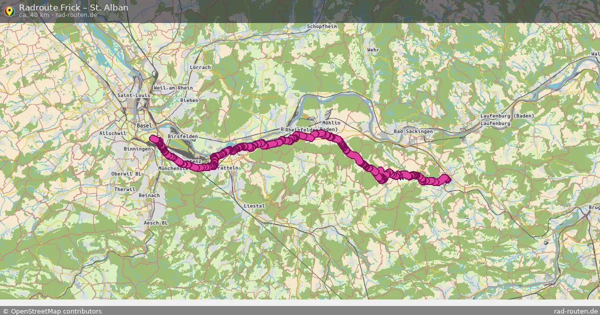 Fahrradroute Frick – St. Alban (42 km) – Rad-Routen.de