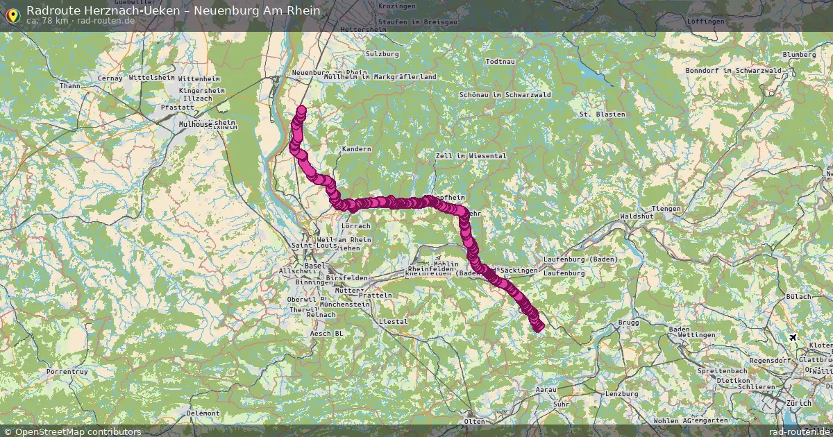Fahrradroute Herznach-Ueken – Neuenburg Am Rhein (68 km) – Rad-Routen.de