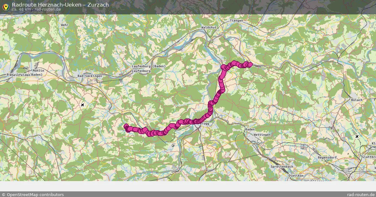 Fahrradroute Herznach-Ueken – Zurzach (37 km) – Rad-Routen.de