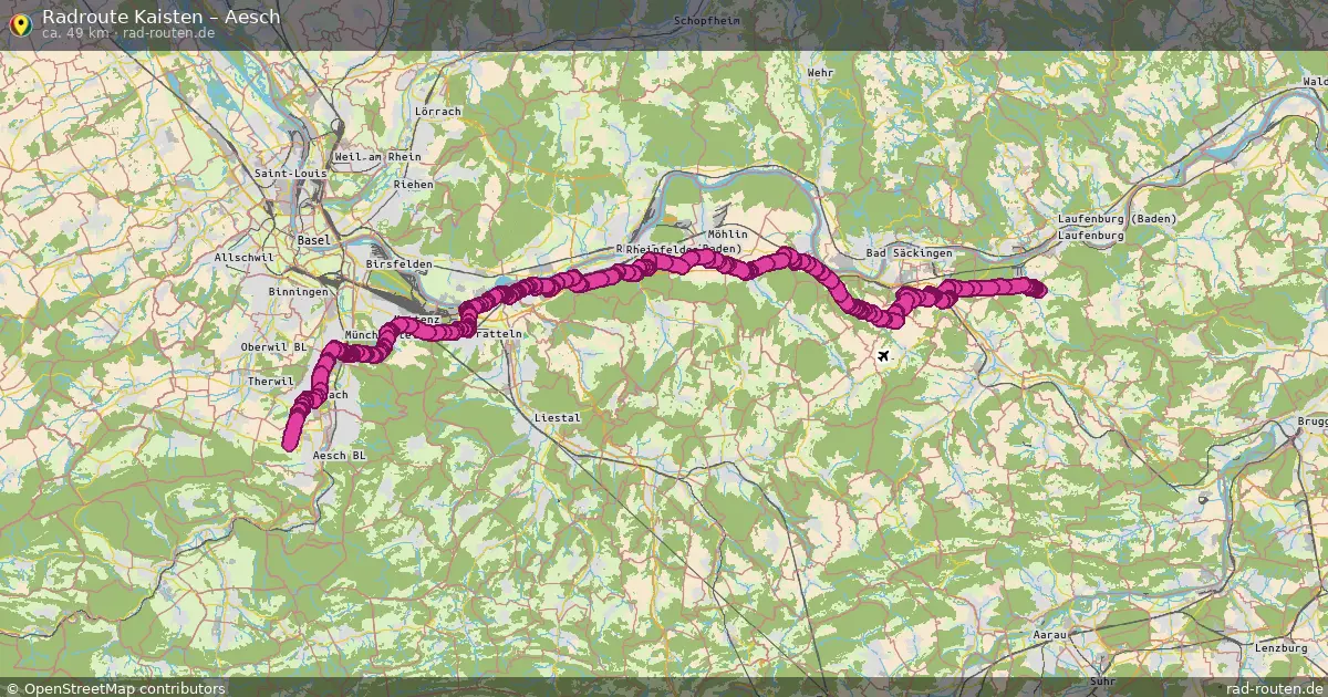 Fahrradroute Kaisten – Aesch (49 km) – Rad-Routen.de