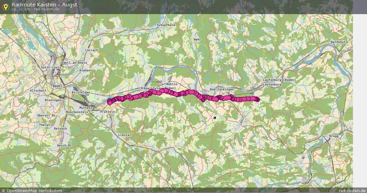 Fahrradroute Kaisten – Augst (31 km) – Rad-Routen.de