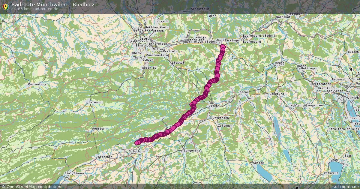 Fahrradroute Münchwilen – Riedholz (65 km) – Rad-Routen.de
