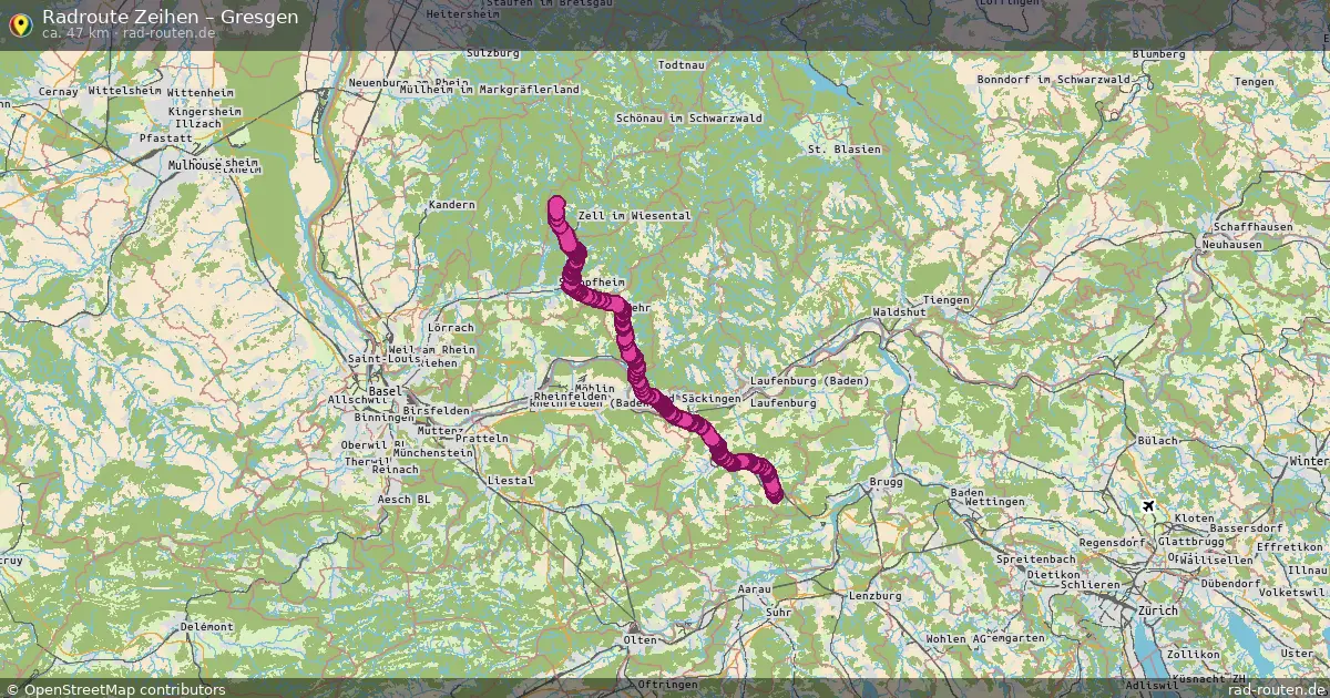 Fahrradroute Zeihen – Gresgen (47 km) – Rad-Routen.de