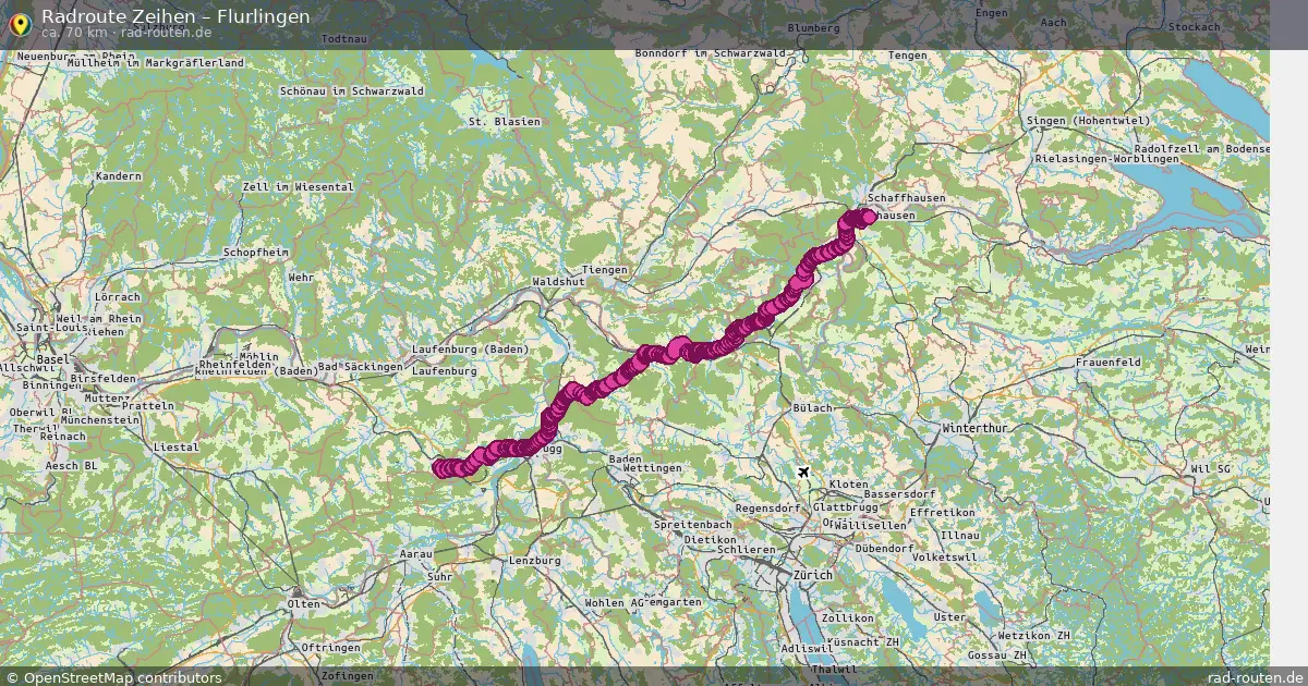 Fahrradroute Zeihen – Flurlingen (70 km) – Rad-Routen.de