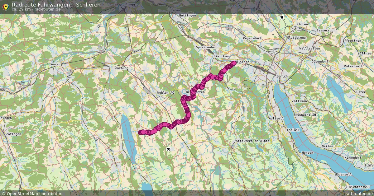 Fahrradroute Fahrwangen – Schlieren (29 km) – Rad-Routen.de